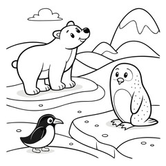 Arctic Animals Coloring Page for 3- to 5-Year-Old Kids
