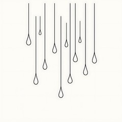 Modern black line art rain drops minimalist design element vector