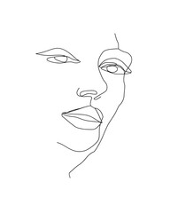 Elegant Minimalist Woman Face Continuous Line Art Drawing Abstract Portrait