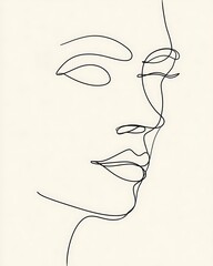 Elegant minimalist line art drawing female face beauty profile sketch