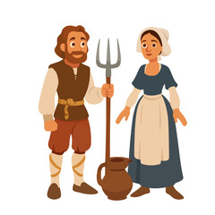 Medieval Peasant Couple Farmers