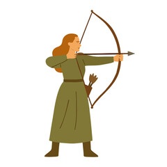Female Archer Aiming Bow Fantasy