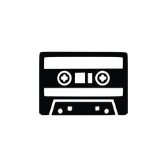 Fototapeta premium A simple black and white illustration of a vintage audio cassette tape.