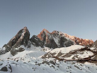 snow covered mountains