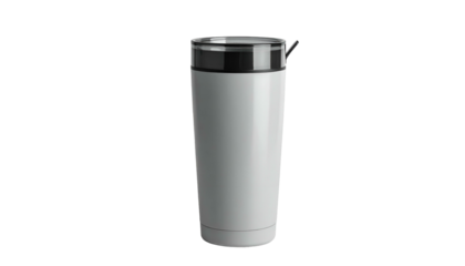 A cylindrical, insulated container with a dark top and a small spout is presented against a black backdrop, reflecting a modern, minimalist design