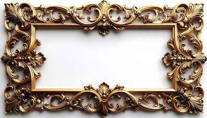 Gold Baroque Frame on White Background