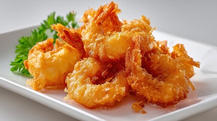 Deep fried shrimp with crunchy coating close up