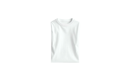 A pristine white crew-neck T-shirt is neatly folded and centered against a black backdrop, showcasing a classic wardrobe staple