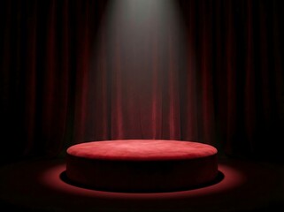 Red Velvet Stage with Dramatic Spotlight