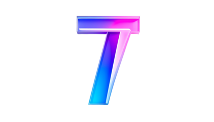 Digit seven graphic. The number seven is rendered in a modern, angled style with a vibrant gradient of colors. A black backdrop surrounds the number