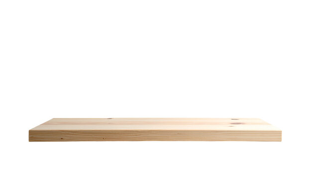 A close-up shot of a light-colored wooden surface or shelf, isolated against a solid black background