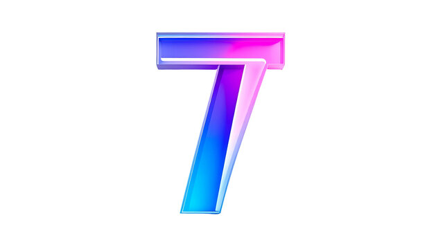 Digit seven graphic. The number seven is rendered in a modern, angled style with a vibrant gradient of colors. A black backdrop surrounds the number - Powered by Adobe