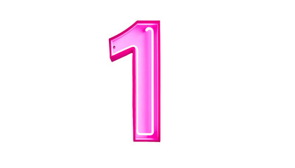 Illuminated number one, rendered in neon pink with a bright outline, against a stark, black backdrop. It's a vivid design