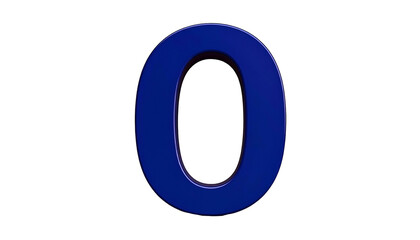 A 3D render of the numeral zero, colored dark blue, centered against a black background