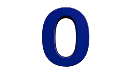 A 3D render of the numeral zero, colored dark blue, centered against a black background