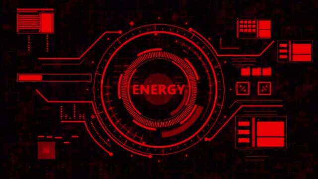high tech energy control panel abstract cyber background,futuristic energy hud interface animation with digital data,sci-fi energy system hologram ui loop animation.