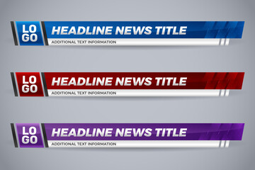 Modern News Ticker Banner Set with Logo and Headline Layout for Broadcast Media