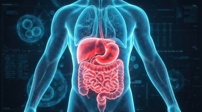Illustration of Human Digestive System Anatomy