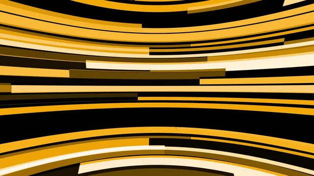 Abstract curved yellow and white stripes on a black background texture pattern