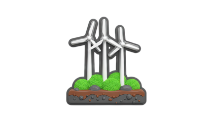 Stylized Wind Turbine Icon with Landscape