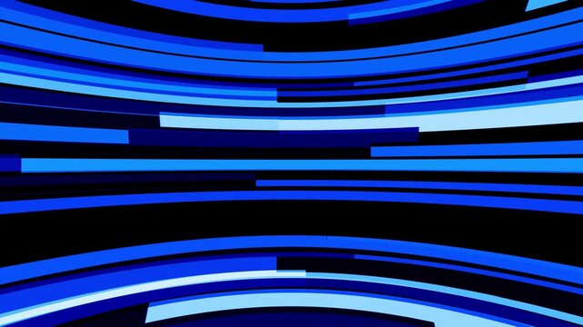 Abstract curved blue and white stripes on a black background texture pattern