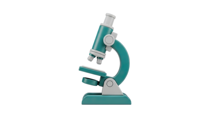 Teal and gray microscope illustration