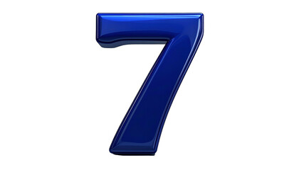 A glossy, three-dimensional numeric digit against a dark background, rendered in deep blue with highlights