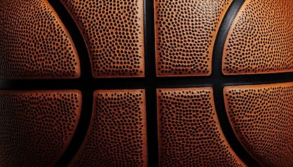 Fototapeta premium Detailed shot revealing textured orange leather surface and black dividing lines on ball