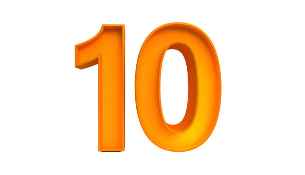 A vibrant, three-dimensional representation of the number ten against a stark black backdrop. The numerals are rendered with a gradient