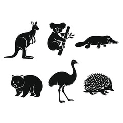 Australian wildlife silhouettes featuring kangaroo and koala Vector, illustration © Rashedul Haque Sakib