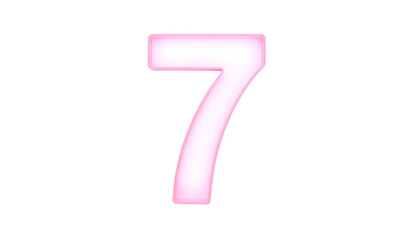 A luminous, numeral seven with a pink glow outlines a white interior, set against a solid black background