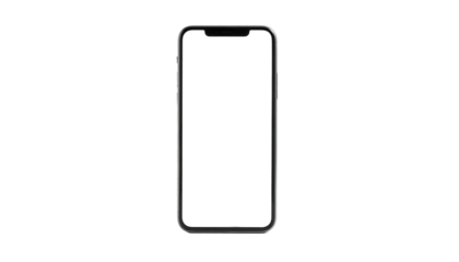 A modern smartphone silhouette on a pure black background. The screen is blank, showcasing the phone's design