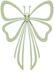 abstract green butterfly, ribbon bow