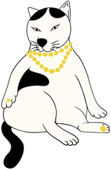 white cat wearing gold jewelry