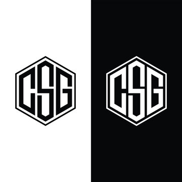 Creative Letter CSG Monogram Hexagon Logo Design Icon Template White and Black Background.