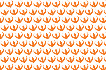 Seamless pattern of orange floral motifs on white background