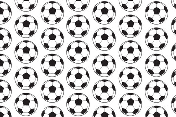Seamless pattern of soccer balls on white background