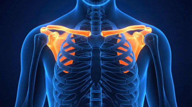 Clavicle and Shoulder Anatomy Illustration
