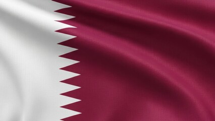 Qatar flag fabric texture background waving in wind with maroon and white colors representing national identity pride middle east symbol close up of textile material with serrated edge design detail