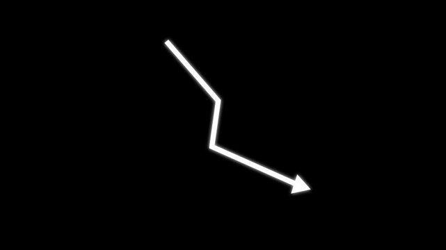 Down arrow business graph chart animation.  Loss business graph icon animation.  Going down graph chart animation.  Decreasing business graph concept.