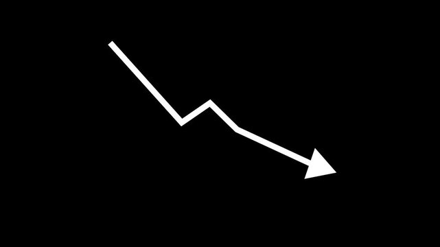 Down arrow business graph chart animation.  Loss business graph icon animation.  Going down graph chart animation.  Decreasing business graph concept.