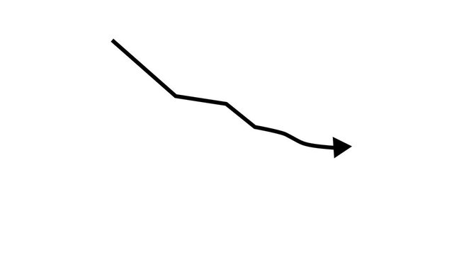 Down arrow business graph chart animation.  Loss business graph icon animation.  Going down graph chart animation.  Decreasing business graph concept.