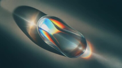 Sleek metallic object with iridescent sheen and glowing light trails.