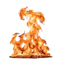 Fiery orange flame illustration isolated on transparent background