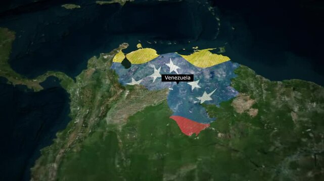 Venezuela map animation with flag reveal and region breakdown zoom out