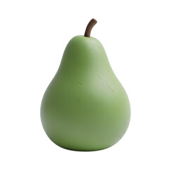 Green pear with brown stem on black background