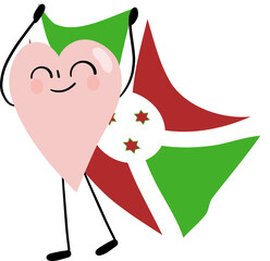illustration of heart cartoon character with Burundi flag © paweeillus
