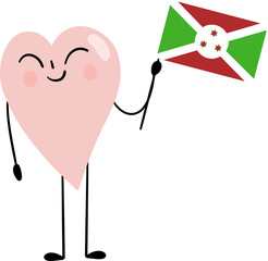 illustration of heart cartoon character with Burundi flag © paweeillus