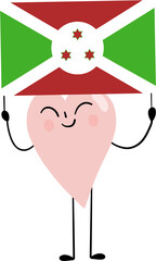 illustration of heart cartoon character with Burundi flag © paweeillus