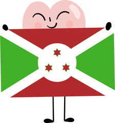illustration of heart cartoon character with Burundi flag © paweeillus